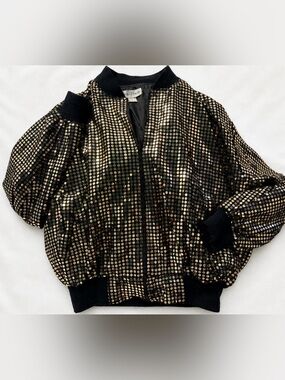 Farah Women's Gold Sequin Bomber Jacket